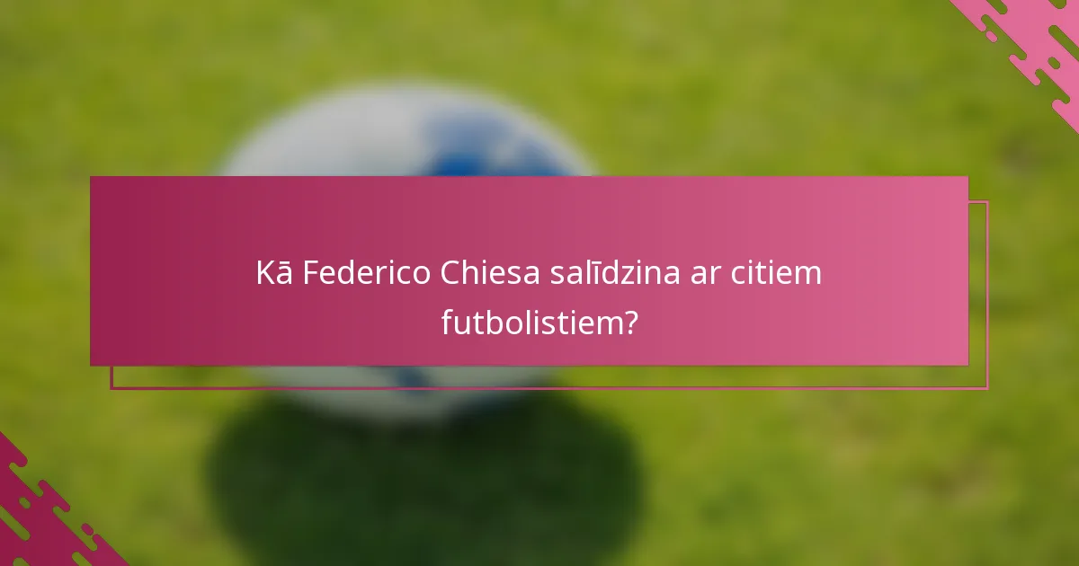 Kā Federico Chiesa salīdzina ar citiem futbolistiem?
