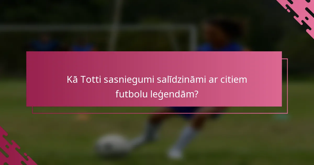 Kā Totti sasniegumi salīdzināmi ar citiem futbolu leģendām?