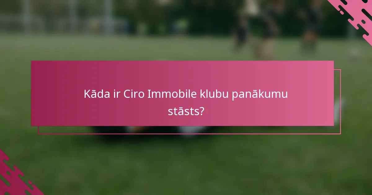 Kāda ir Ciro Immobile klubu panākumu stāsts?