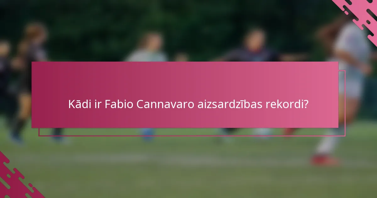 Kādi ir Fabio Cannavaro aizsardzības rekordi?